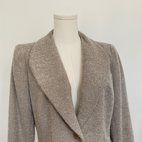 Lafayette 148 Wool Blend Textured Boucle Blazer Sz 8 Neutral Minimalist Jacket - Picture 3 of 13